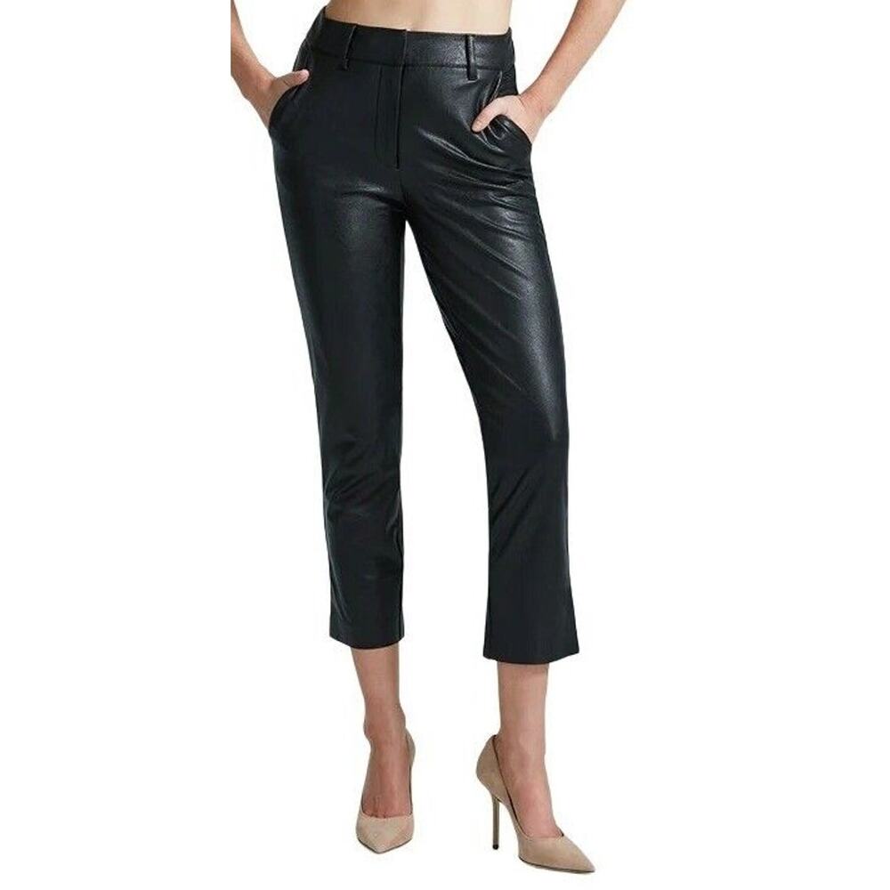 Commando‎ Pants S Black Faux Leather 7/8 Trouser Stretch Crop Modern Versatile